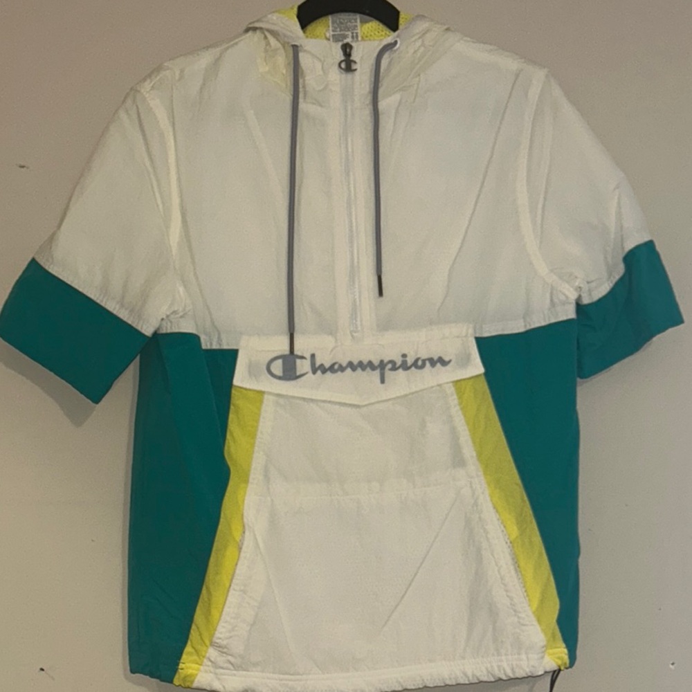 Champion White and Teal Windbreaker
